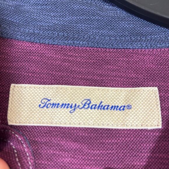 Tommy Bahama Men's Size Large Paradiso Cove Purple Long Sleeve Henley Shirt - Picture 4 of 5